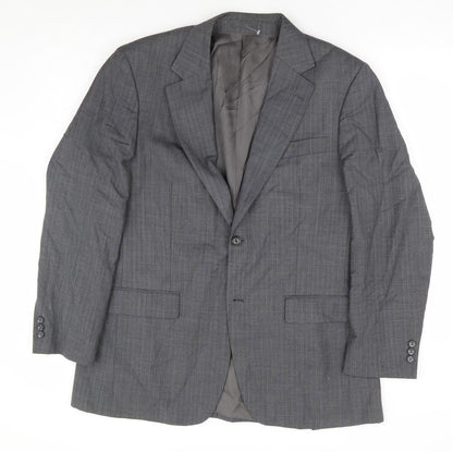 Brook Tavener Mens Grey Polyester Jacket Suit Jacket Size 40