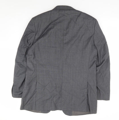 Brook Tavener Mens Grey Polyester Jacket Suit Jacket Size 40