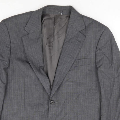 Brook Tavener Mens Grey Polyester Jacket Suit Jacket Size 40