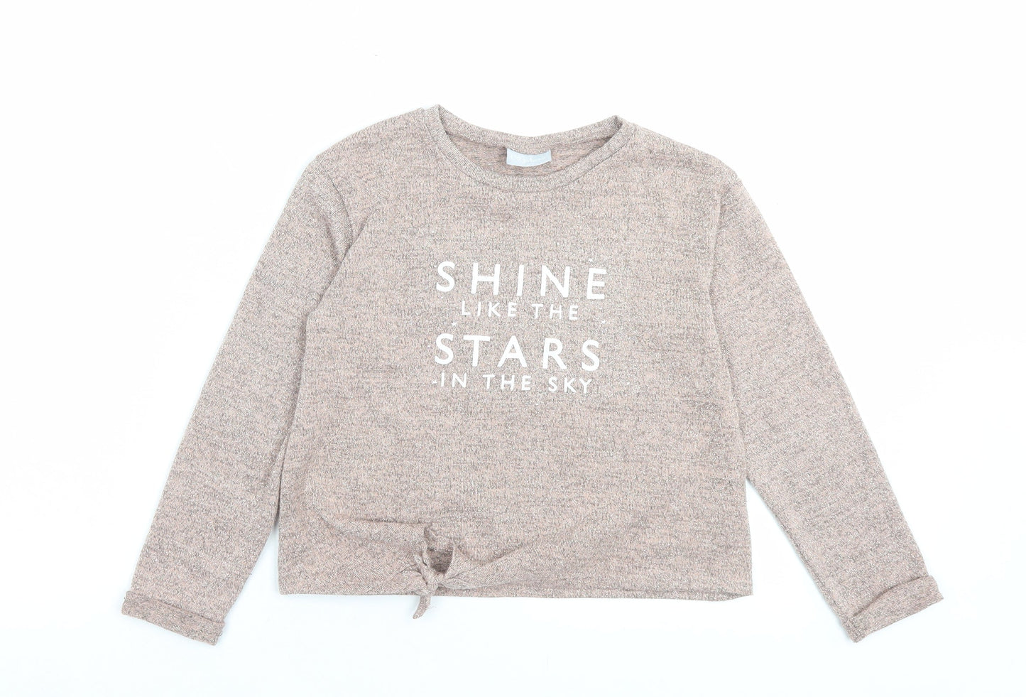 Matalan Girls Pink Polyester Basic Casual Size 9 Years Crew Neck Pullover - Shine Like The Stars In The Sky