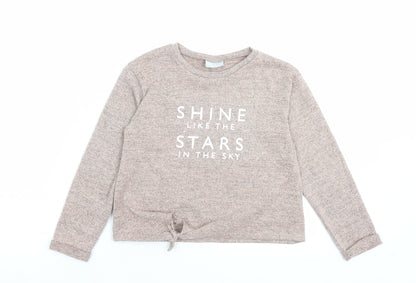 Matalan Girls Pink Polyester Basic Casual Size 9 Years Crew Neck Pullover - Shine Like The Stars In The Sky