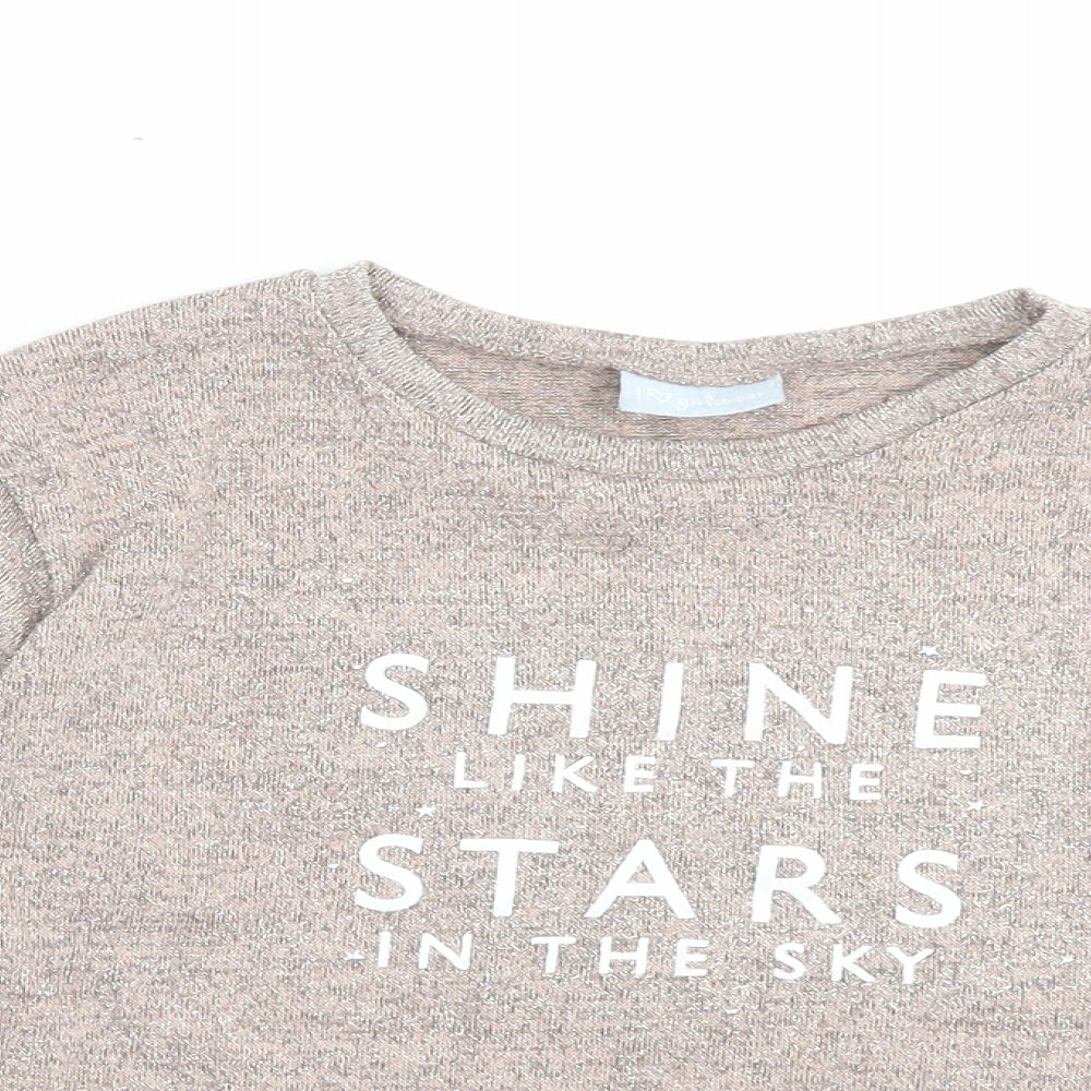 Matalan Girls Pink Polyester Basic Casual Size 9 Years Crew Neck Pullover - Shine Like The Stars In The Sky