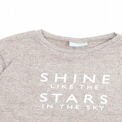 Matalan Girls Pink Polyester Basic Casual Size 9 Years Crew Neck Pullover - Shine Like The Stars In The Sky