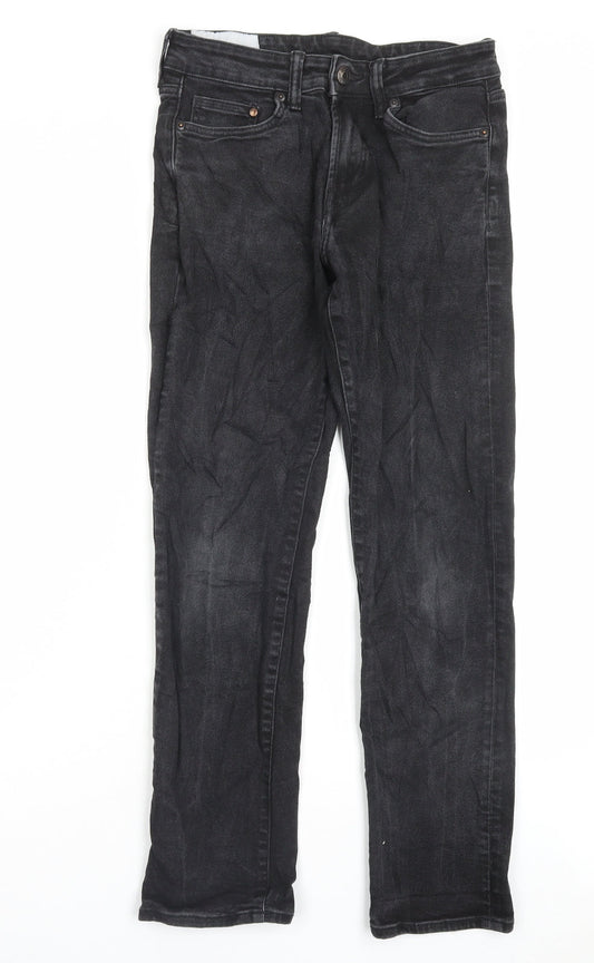 H&M Mens Black Cotton Straight Jeans Size 28 in L32 in Regular Button