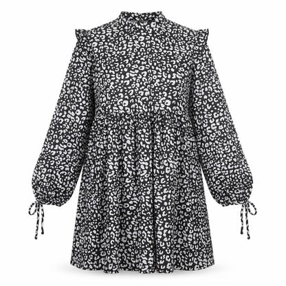 SheIn Womens Black Geometric Polyester A-Line Size M Crew Neck Zip