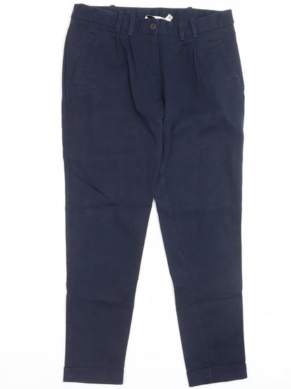 New Look Womens Blue Cotton Trousers Size 10 L26 in Regular Button