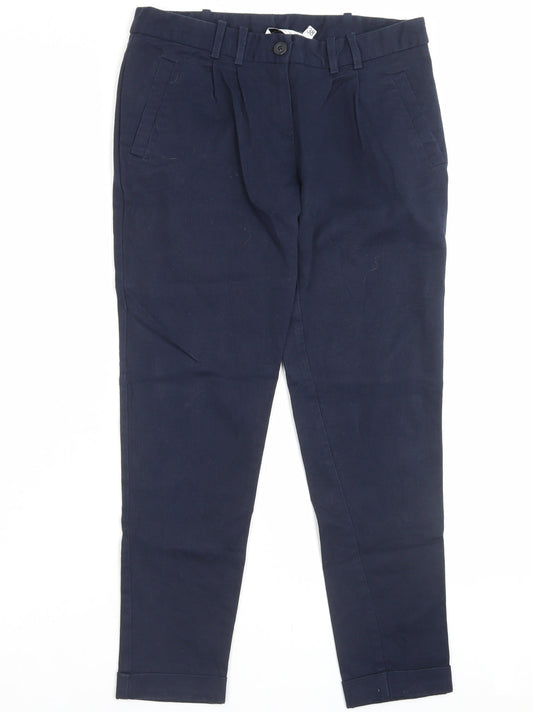New Look Womens Blue Cotton Trousers Size 10 L26 in Regular Button