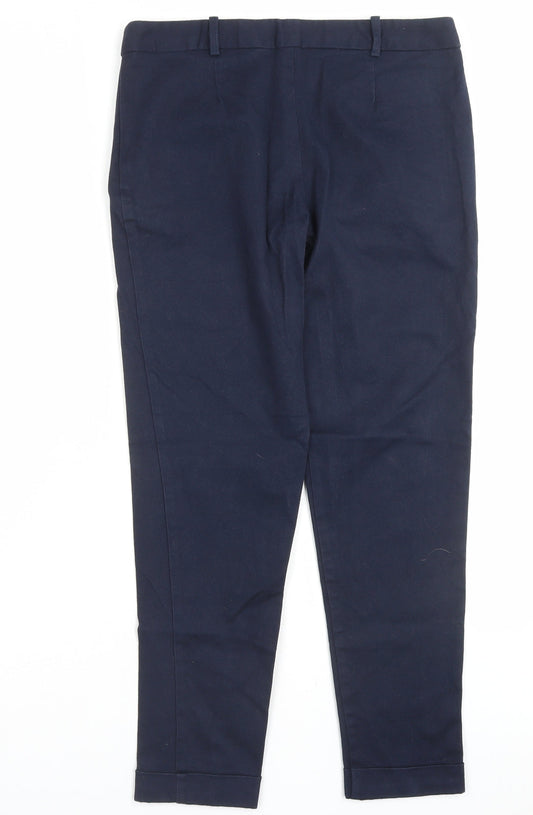 New Look Womens Blue Cotton Trousers Size 10 L26 in Regular Button