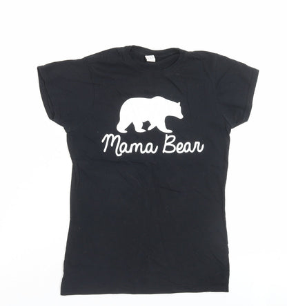 Womens UK Size M Gildan Black Basic T-Shirt