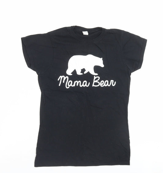 Womens UK Size M Gildan Black Basic T-Shirt