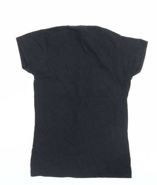 Womens UK Size M Gildan Black Basic T-Shirt