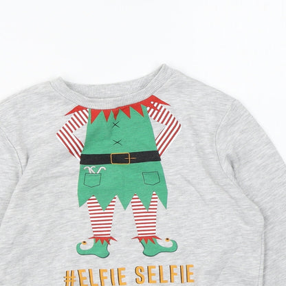 Very Girls Grey Cotton Pullover Sweatshirt Size 5-6 Years Pullover - Elfie Selfie
