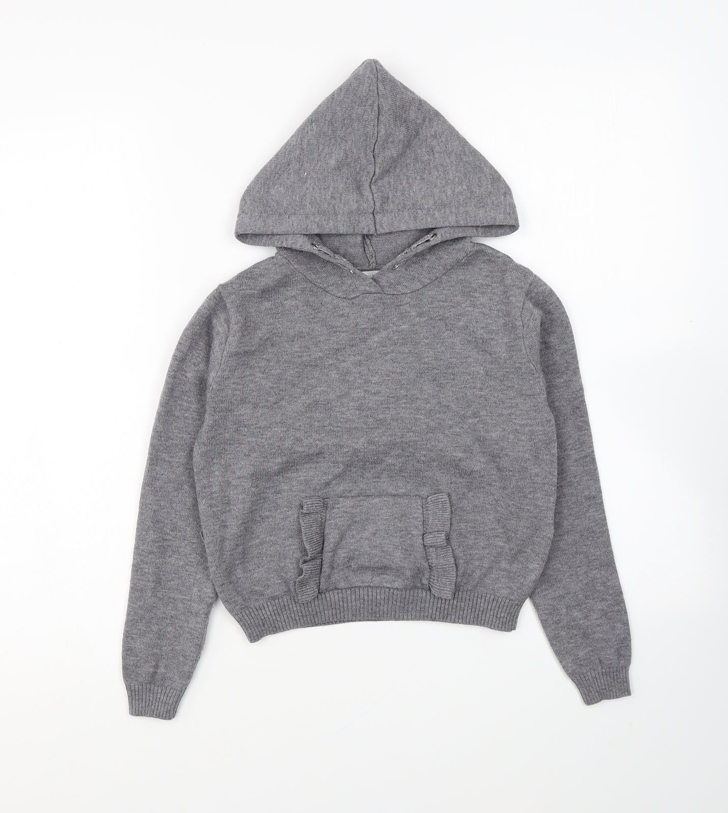 Primark Girls Grey Polyester Pullover Hoodie Size 7-8 Years Pullover