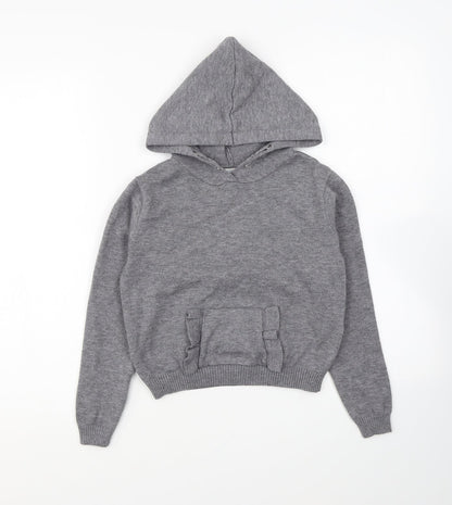 Primark Girls Grey Polyester Pullover Hoodie Size 7-8 Years Pullover