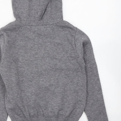Primark Girls Grey Polyester Pullover Hoodie Size 7-8 Years Pullover