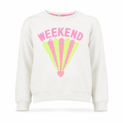TU Girls White Cotton Pullover Sweatshirt Size 10 Years Pullover - Weekend