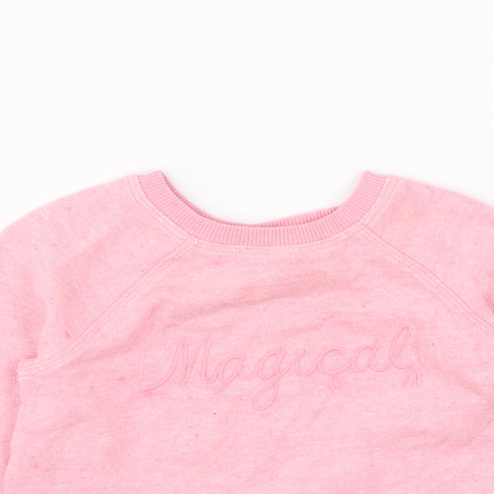 NEXT Girls Pink Cotton Pullover Jumper Size 3-6 Months Pullover - Magical