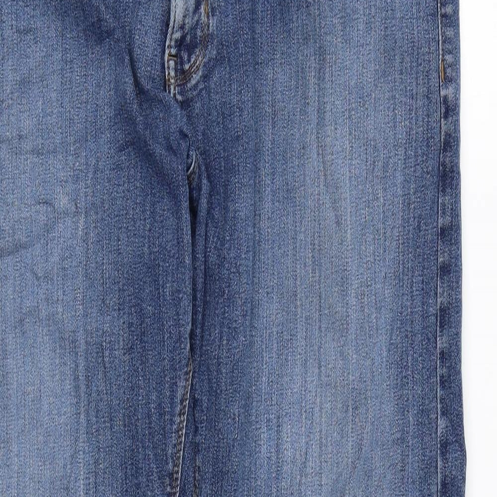 Marks and Spencer Mens Blue Cotton Straight Jeans Size 36 in L31 in Regular Zip