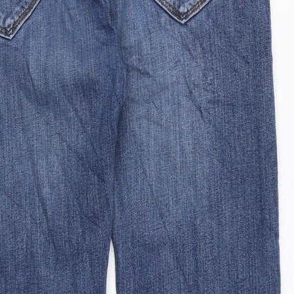 Marks and Spencer Mens Blue Cotton Straight Jeans Size 36 in L31 in Regular Zip