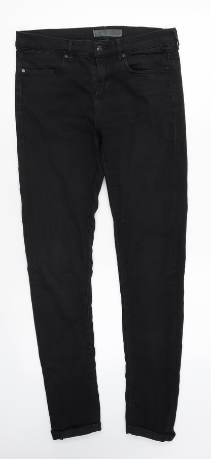 Marks and Spencer Womens Black Cotton Skinny Jeans Size 28 in L29 in Regular Zip