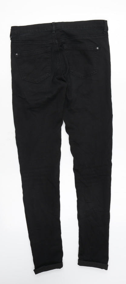 Marks and Spencer Womens Black Cotton Skinny Jeans Size 28 in L29 in Regular Zip