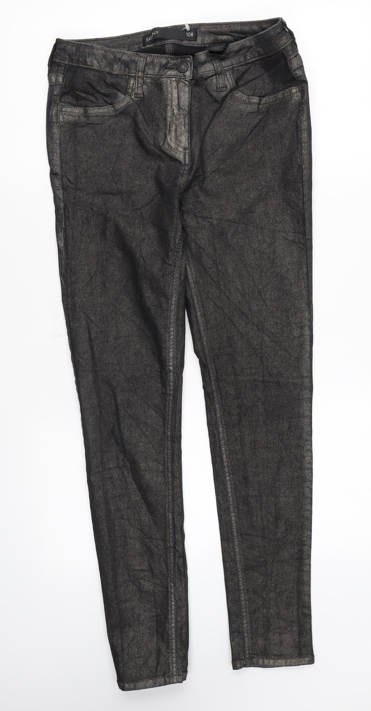 NEXT Womens Black Cotton Skinny Jeans Size 10 L26 in Regular Zip