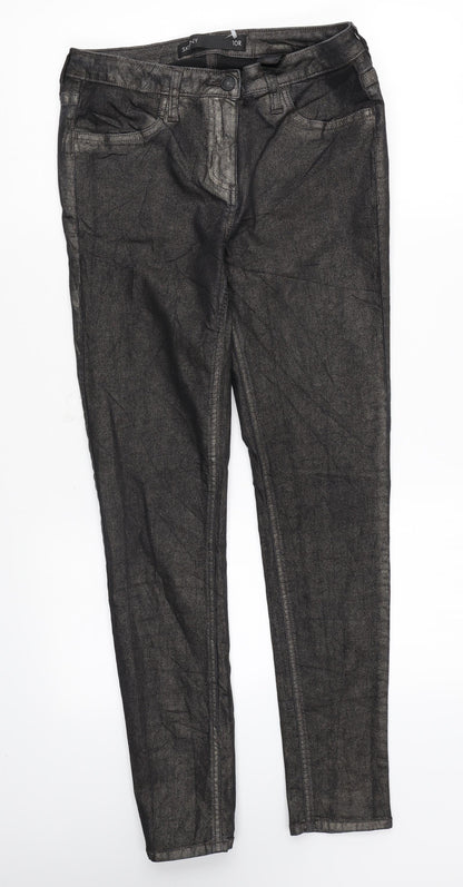 NEXT Womens Black Cotton Skinny Jeans Size 10 L26 in Regular Zip