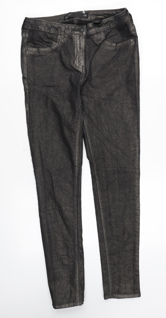 NEXT Womens Black Cotton Skinny Jeans Size 10 L26 in Regular Zip