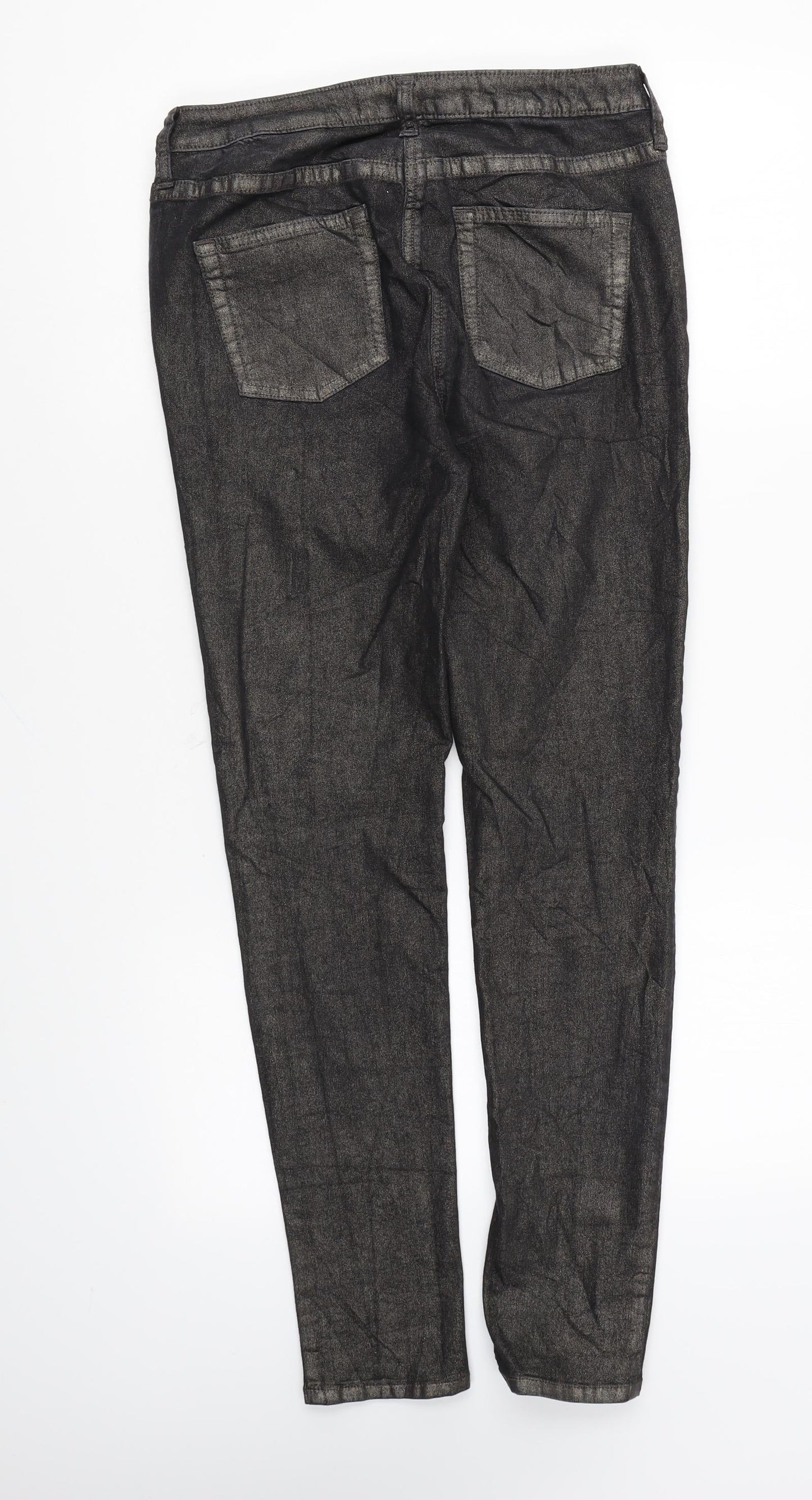 NEXT Womens Black Cotton Skinny Jeans Size 10 L26 in Regular Zip