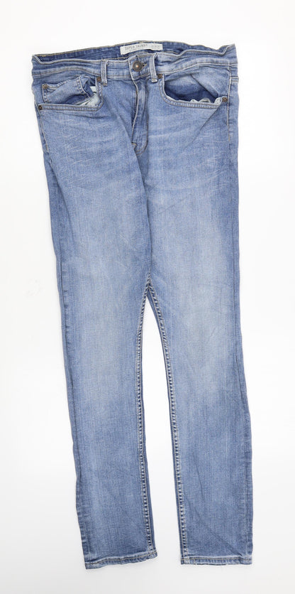 New Look Mens Blue Cotton Skinny Jeans Size 36 in L27 in Regular Zip - Super Skinny