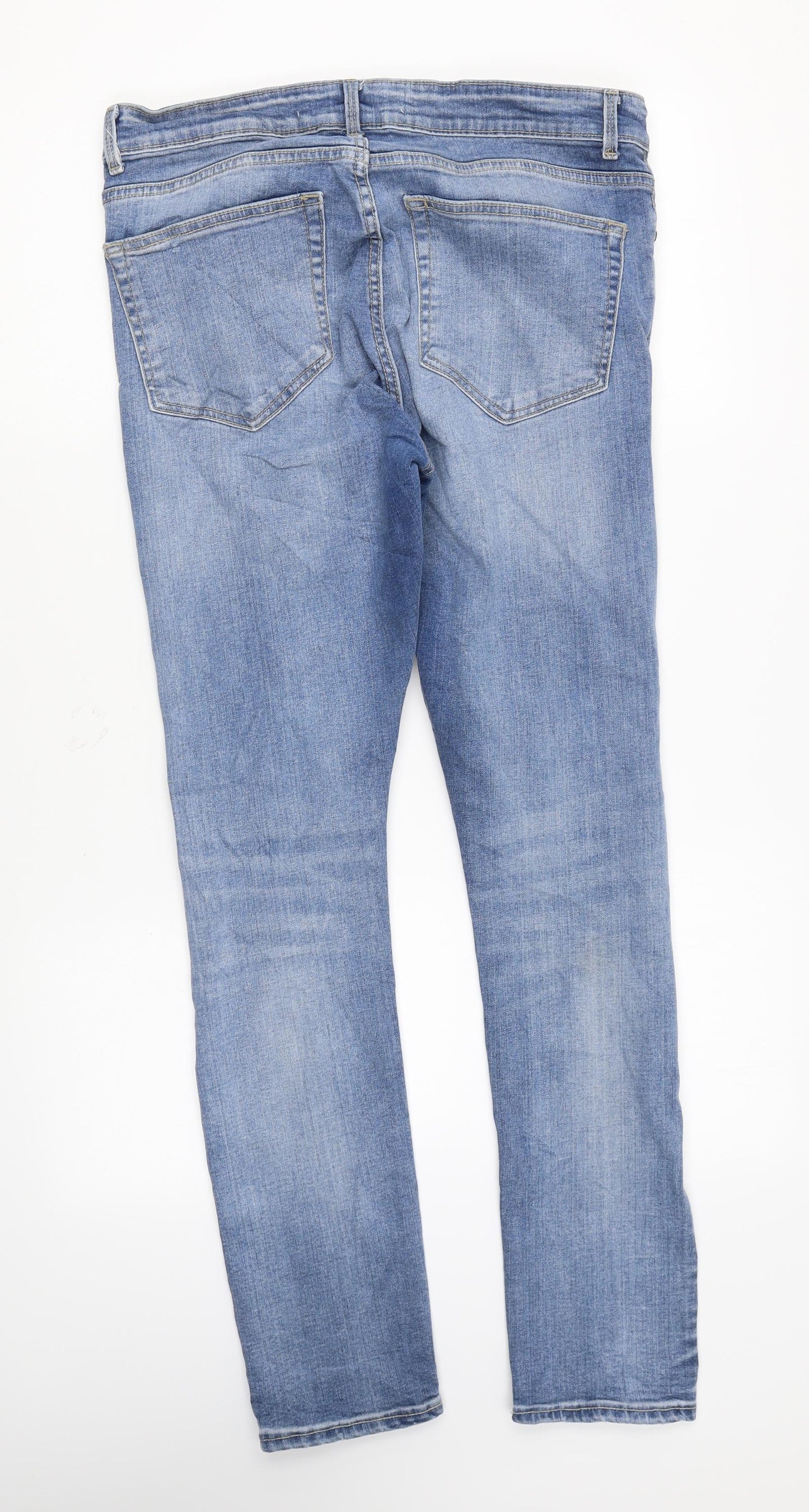 New Look Mens Blue Cotton Skinny Jeans Size 36 in L27 in Regular Zip - Super Skinny