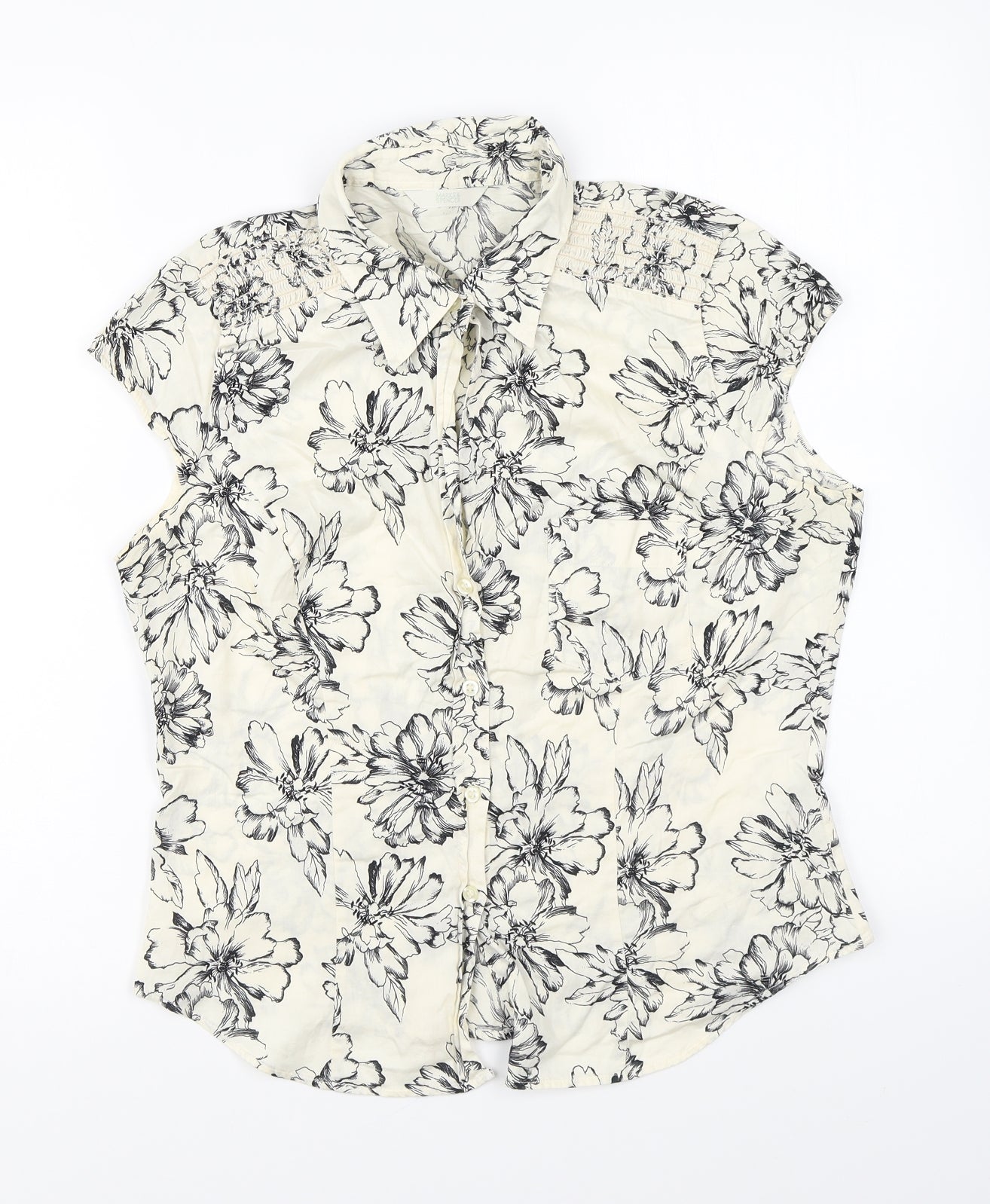 Womens UK Size 14 Marks and Spencer Ivory Basic Button-Up