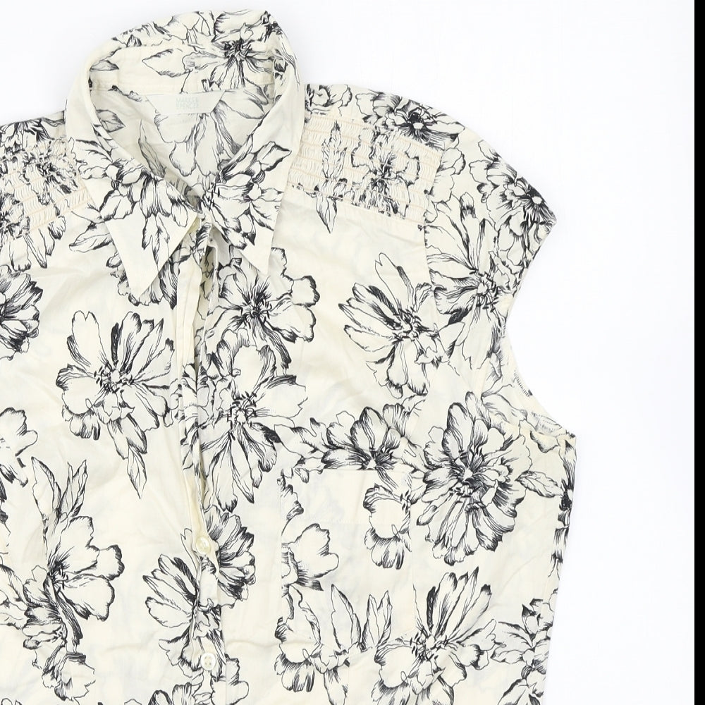 Womens UK Size 14 Marks and Spencer Ivory Basic Button-Up