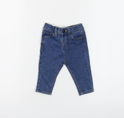 Marks and Spencer Girls Blue Cotton Capri Jeans Size 3-6 Months Button