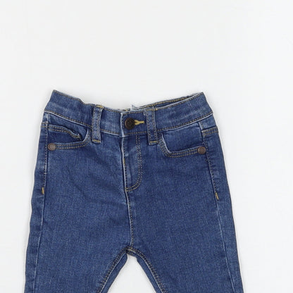 Marks and Spencer Girls Blue Cotton Capri Jeans Size 3-6 Months Button