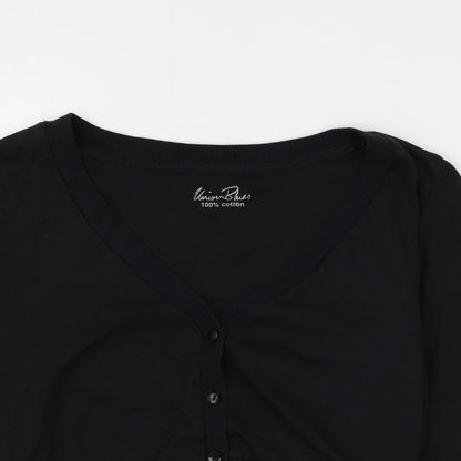 Union Blues Womens Black V-Neck Cotton Cardigan Jumper Size 12