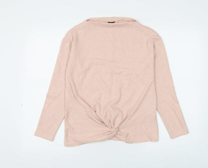 George Womens Pink Boat Neck Polyester Pullover Jumper Size 8 - Knot Front