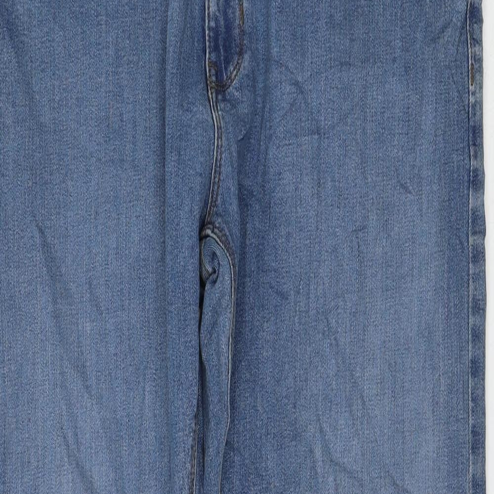 Marks and Spencer Womens Blue Cotton Straight Jeans Size 36 in L33 in Regular Zip