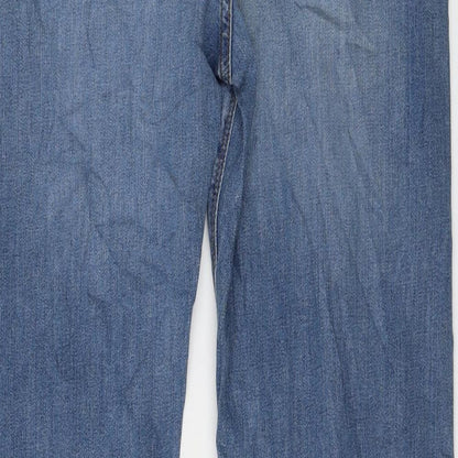 Marks and Spencer Womens Blue Cotton Straight Jeans Size 36 in L33 in Regular Zip