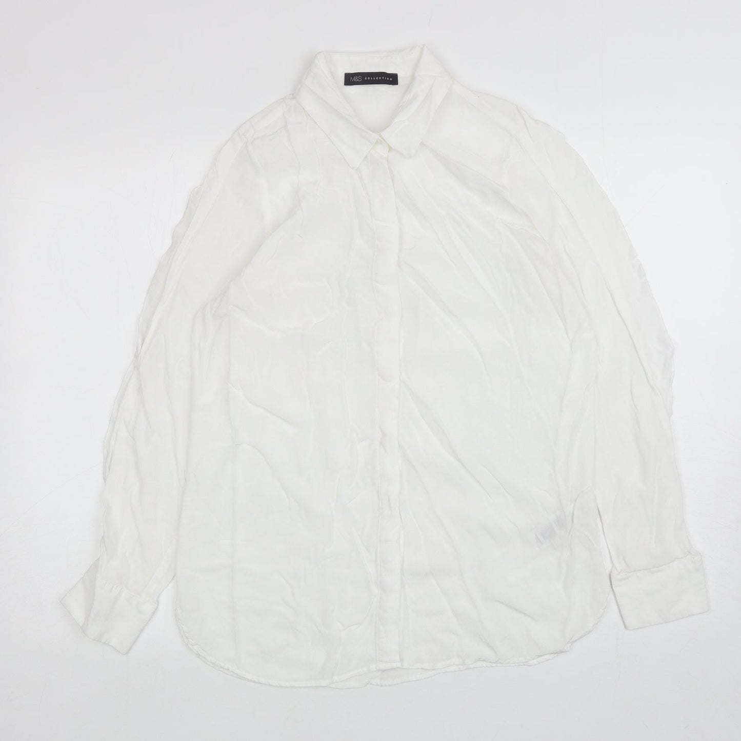 Womens UK Size 12 Marks and Spencer White Basic Button-Up