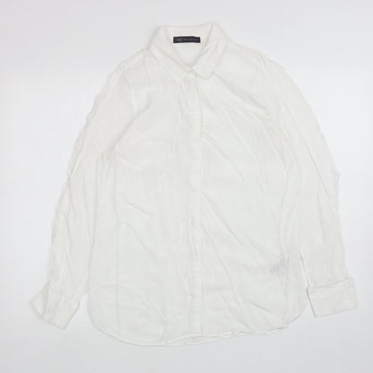 Womens UK Size 12 Marks and Spencer White Basic Button-Up