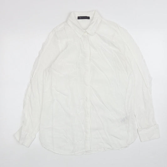 Womens UK Size 12 Marks and Spencer White Basic Button-Up