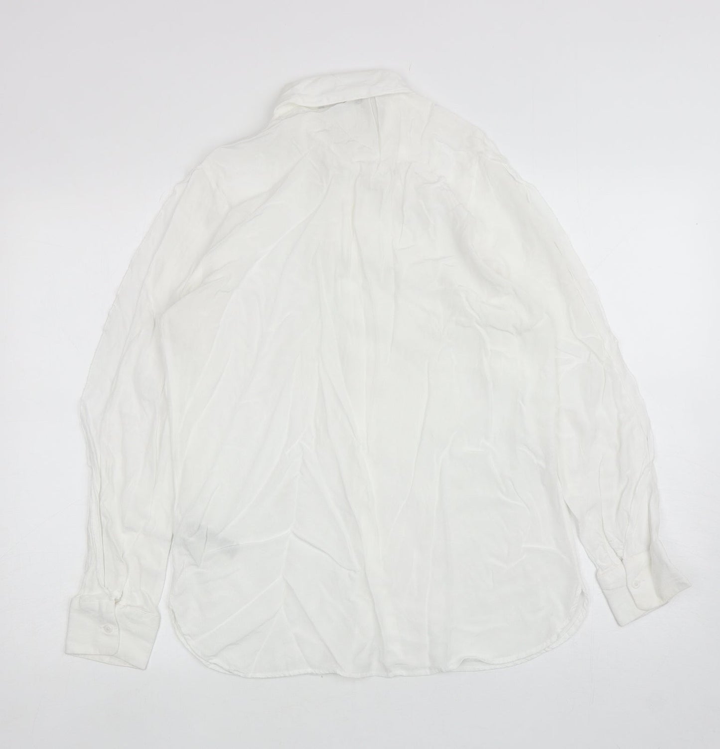 Womens UK Size 12 Marks and Spencer White Basic Button-Up