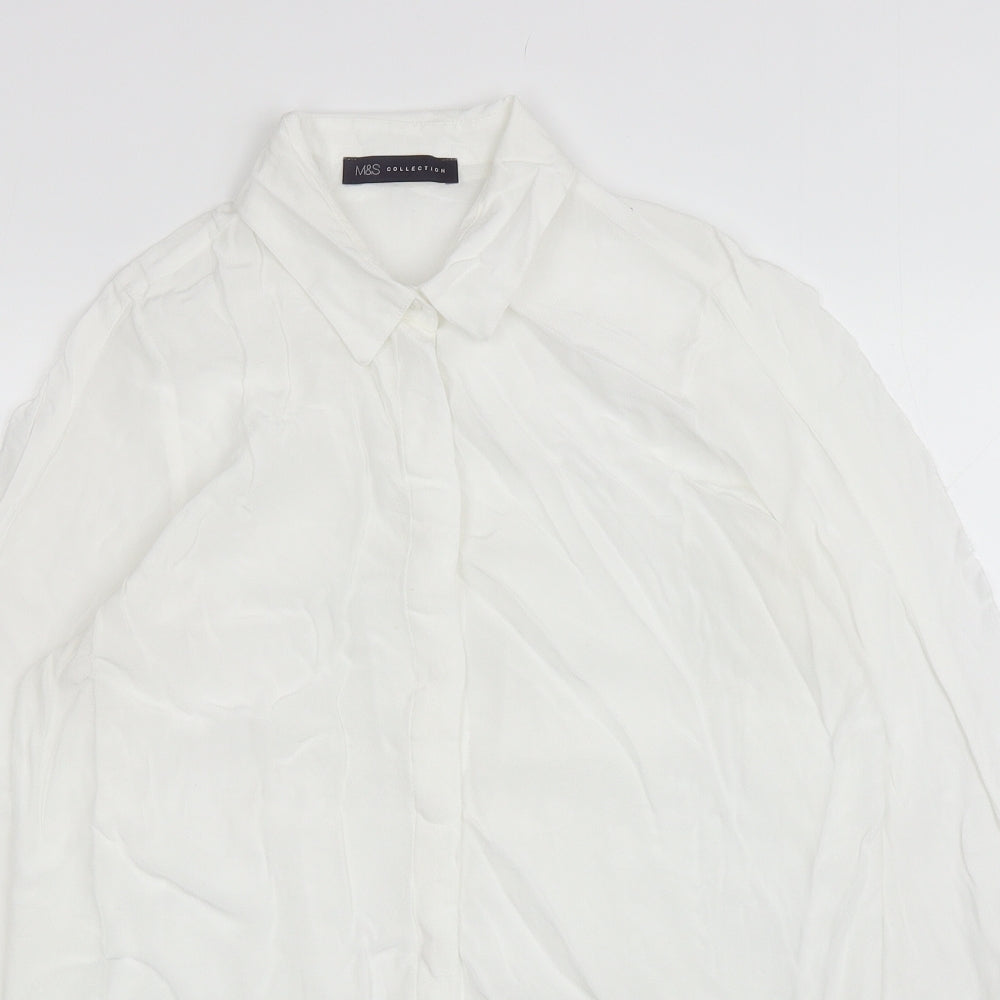 Womens UK Size 12 Marks and Spencer White Basic Button-Up