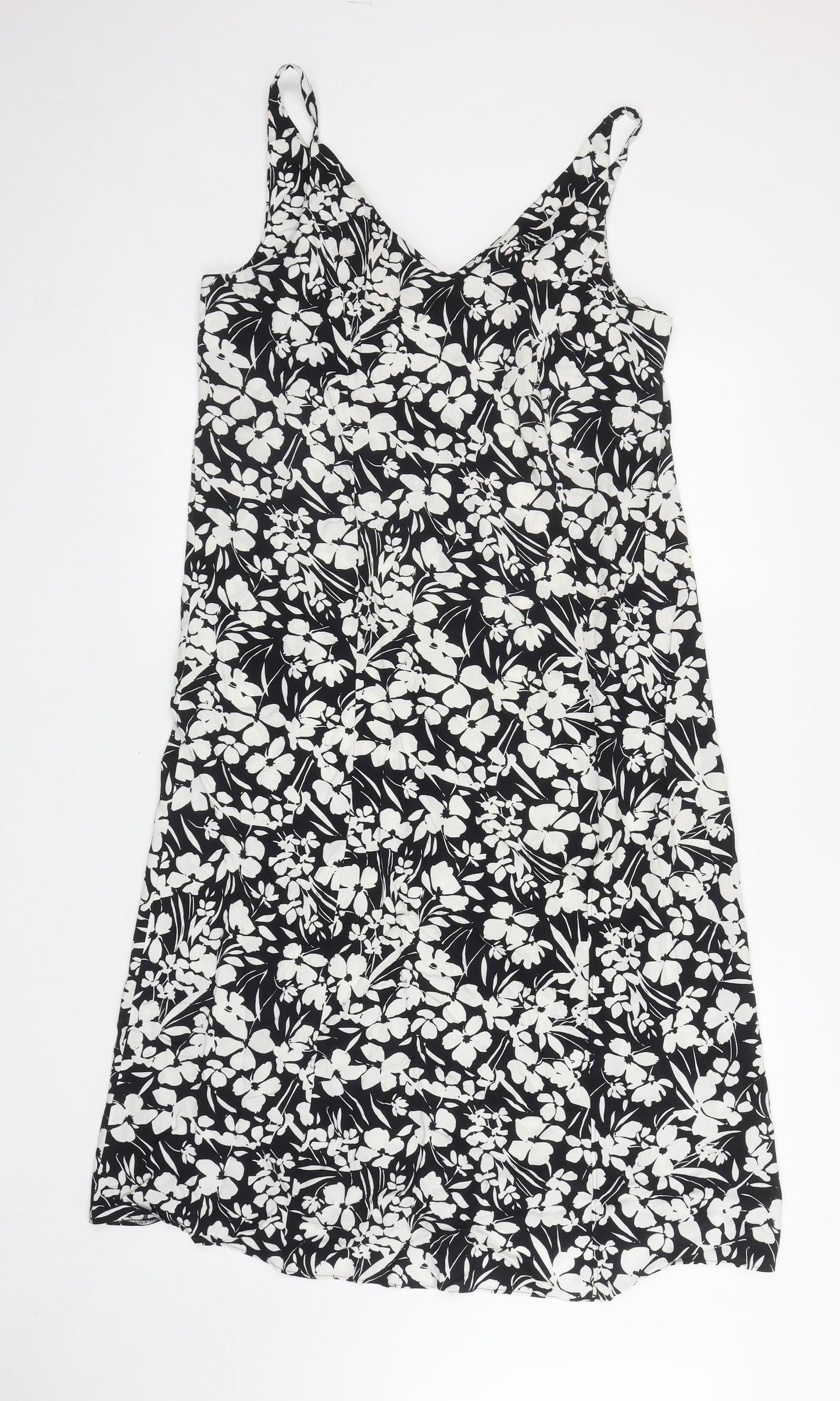 Primark Womens Black Floral A-Line Size 10 V-Neck Pullover