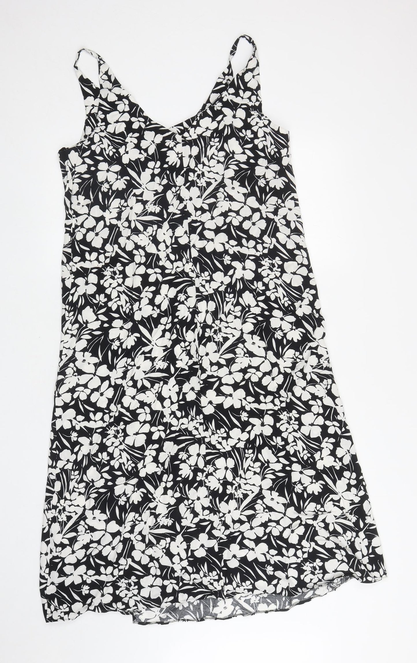 Primark Womens Black Floral A-Line Size 10 V-Neck Pullover