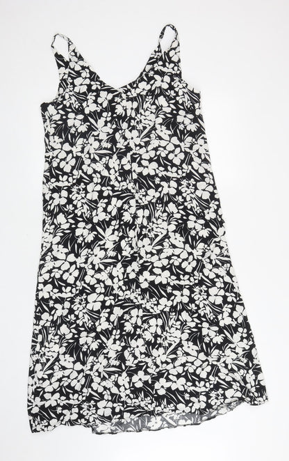 Primark Womens Black Floral A-Line Size 10 V-Neck Pullover