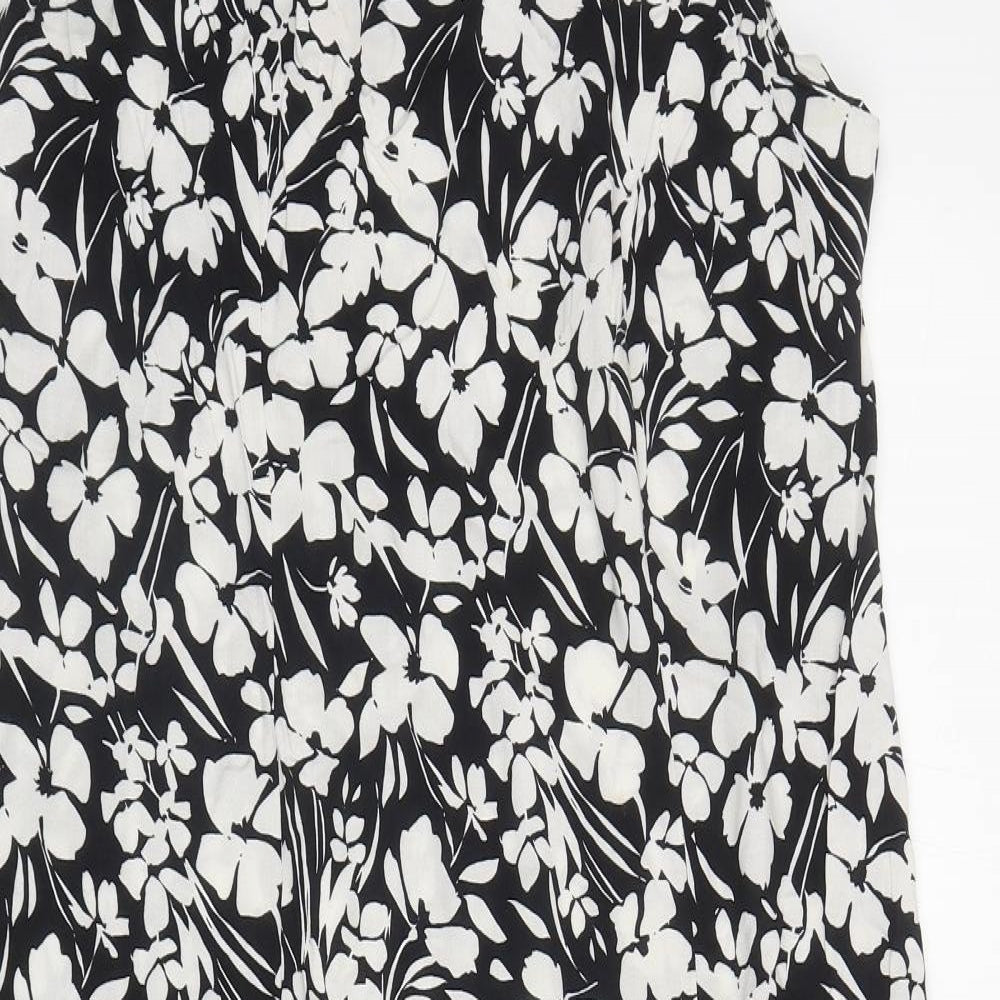 Primark Womens Black Floral A-Line Size 10 V-Neck Pullover