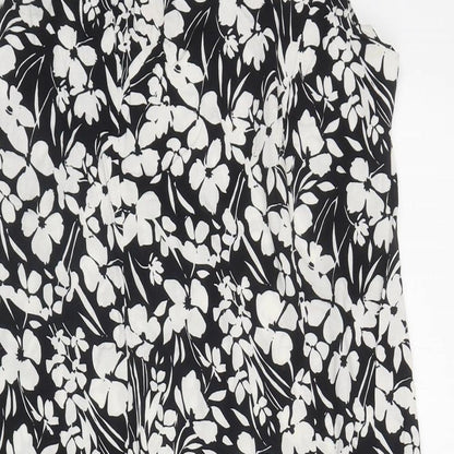 Primark Womens Black Floral A-Line Size 10 V-Neck Pullover