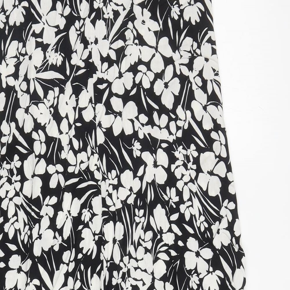 Primark Womens Black Floral A-Line Size 10 V-Neck Pullover